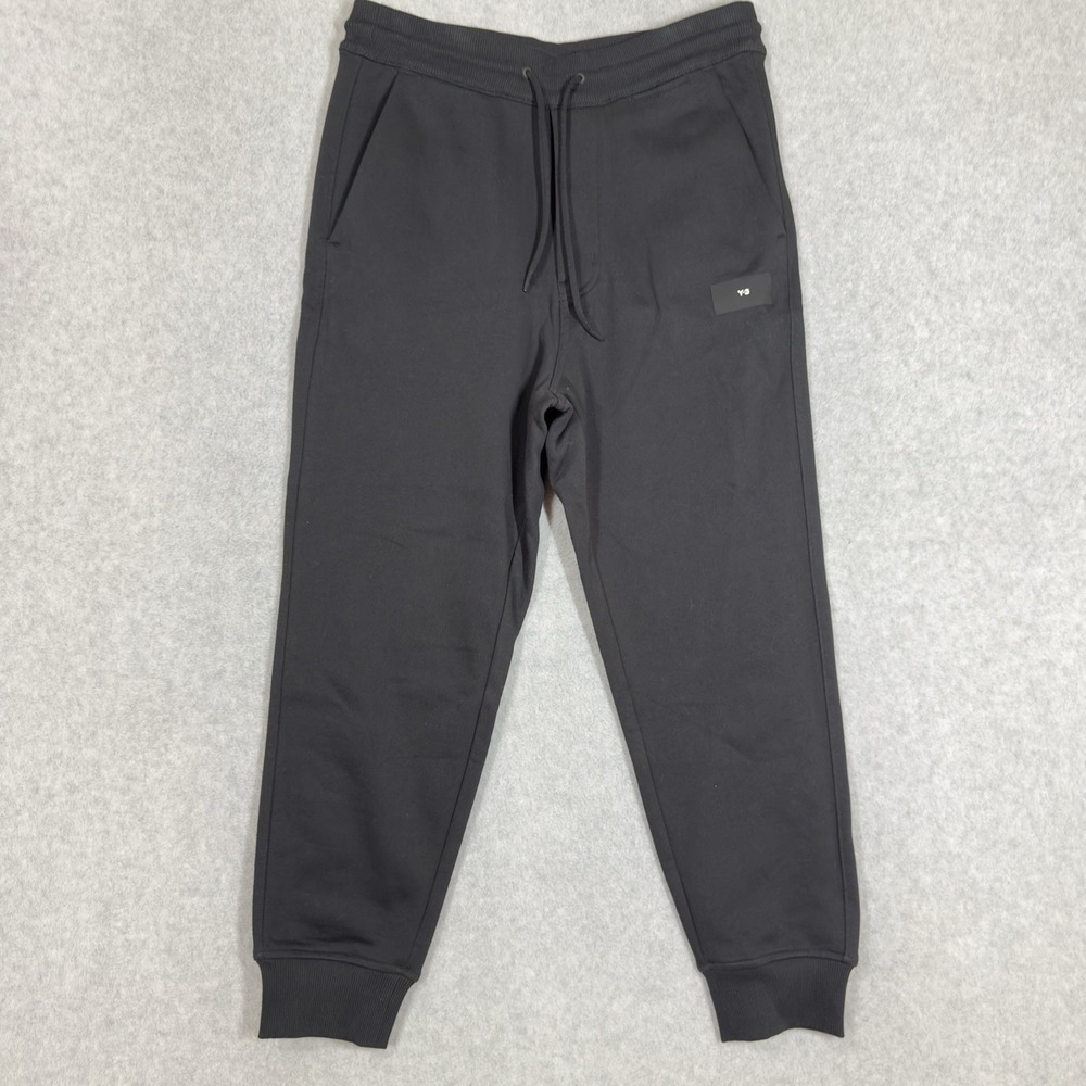 Y-3 Adidas Black Organic Cotton Activewear‎ Jogger Sweatpants Men's Size Small